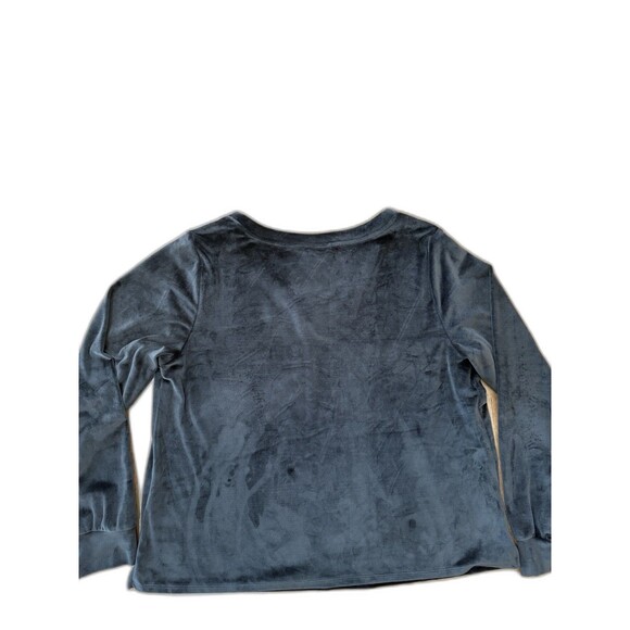 Cozy Black Velour V-Neck Pullover Top Soft Lounge Long Sleeve Relaxed Fit XL - Picture 7 of 8